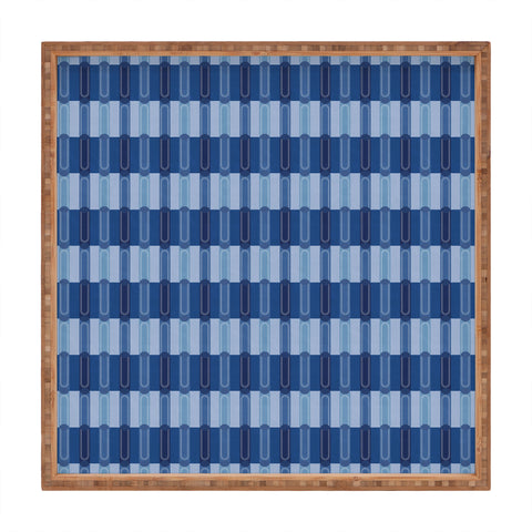 Society6 Design Studio Stripe Block Dazzling Blue Square Tray