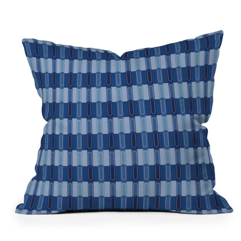 Society6 Design Studio Stripe Block Dazzling Blue Outdoor Throw Pillow