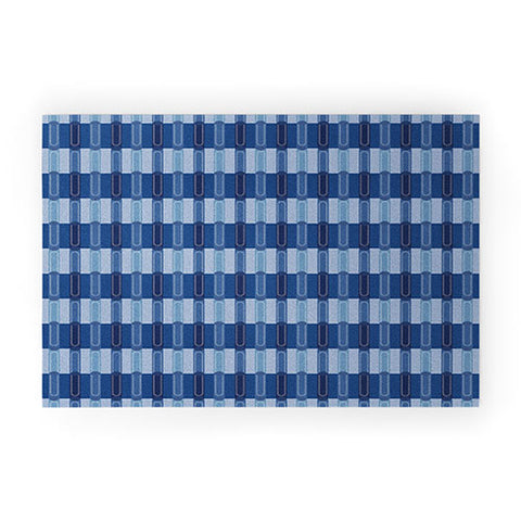 Society6 Design Studio Stripe Block Dazzling Blue Welcome Mat