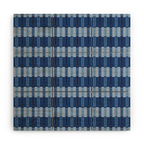 Society6 Design Studio Stripe Block Dazzling Blue Wood Wall Mural