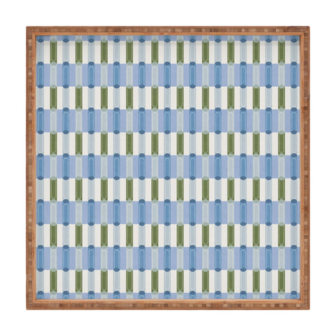Society6 Design Studio Stripe Block Ice Water Square Tray