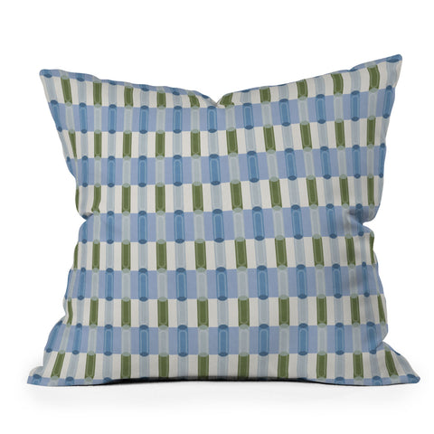 Society6 Design Studio Stripe Block Ice Water Outdoor Throw Pillow