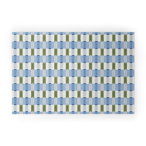 Society6 Design Studio Stripe Block Ice Water Welcome Mat