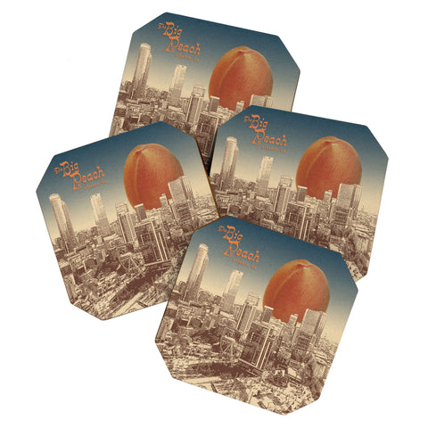 Society6 Design Studio The Big Peach City Skyline Coaster Set