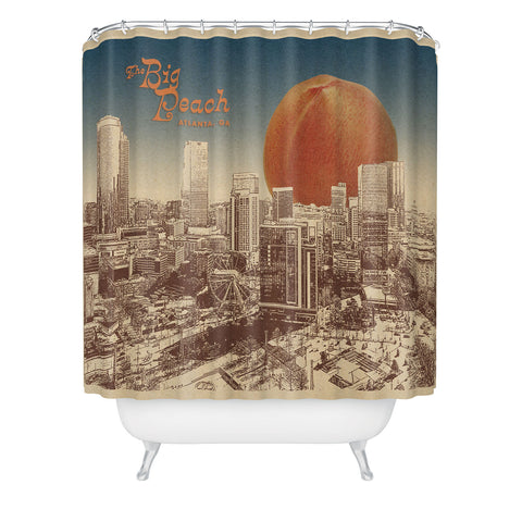 Society6 Design Studio The Big Peach City Skyline Shower Curtain