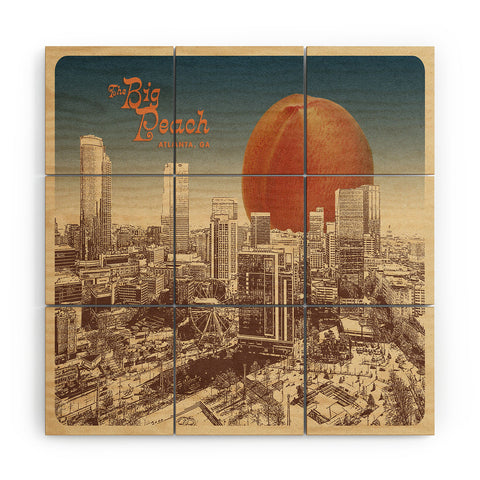 Society6 Design Studio The Big Peach City Skyline Wood Wall Mural