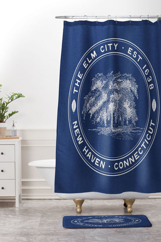Society6 Design Studio The Elm City Seal Shower Curtain And Mat