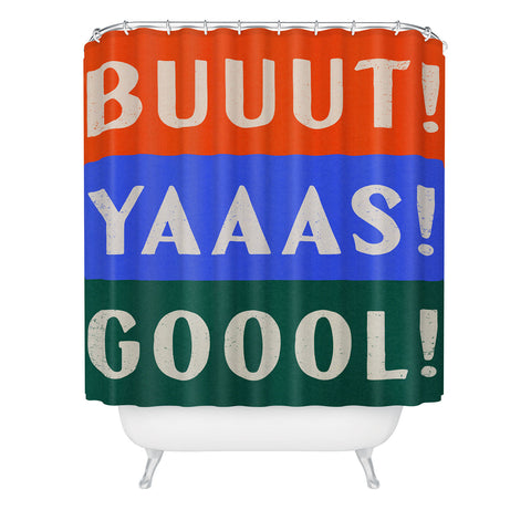 Society6 Design Studio Trilingual Goal Shower Curtain