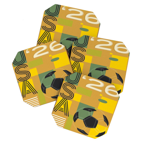 Society6 Design Studio USA 26 Soccer Poster 5 Color Coaster Set