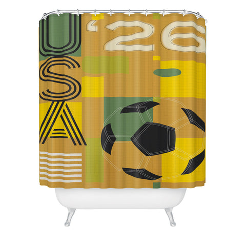 Society6 Design Studio USA 26 Soccer Poster 5 Color Shower Curtain