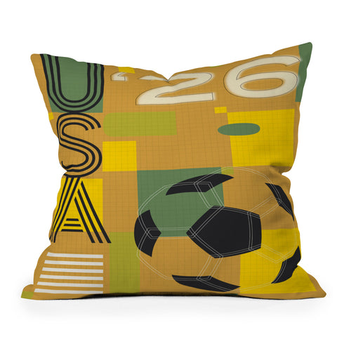 Society6 Design Studio USA 26 Soccer Poster 5 Color Outdoor Throw Pillow