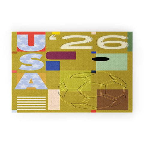 Society6 Design Studio USA 26 Soccer Poster Full Color Welcome Mat