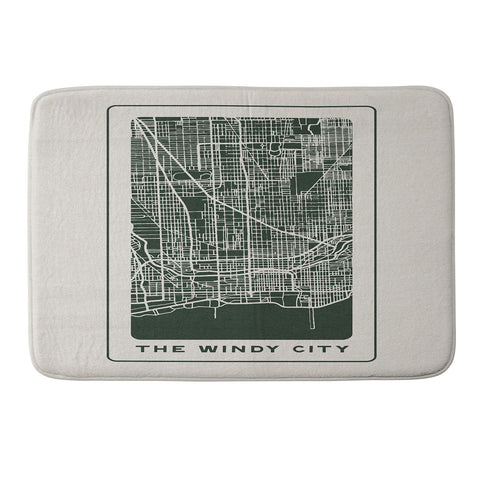 Society6 Design Studio Windy City Map Memory Foam Bath Mat
