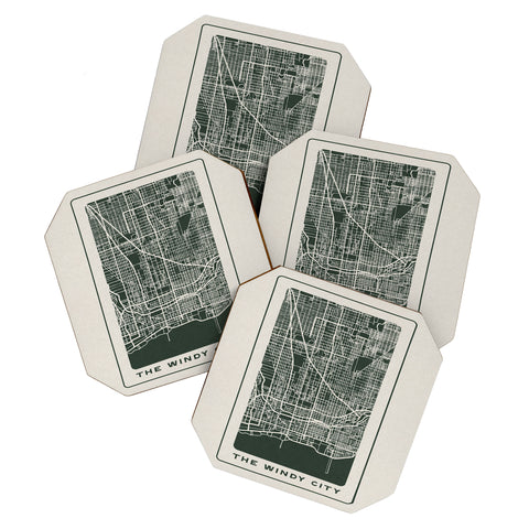 Society6 Design Studio Windy City Map Coaster Set