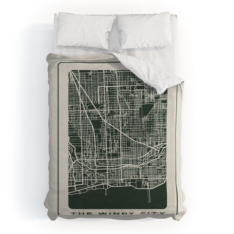 Society6 Design Studio Windy City Map Duvet Cover