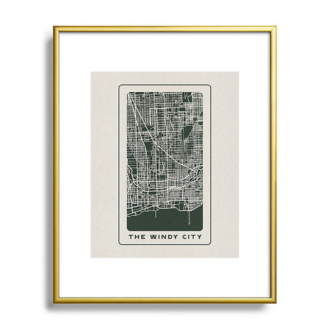 Society6 Design Studio Windy City Map Metal Framed Art Print
