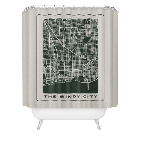 Society6 Design Studio Windy City Map Shower Curtain