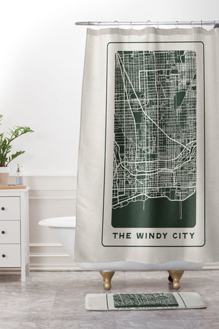 Society6 Design Studio Windy City Map Shower Curtain And Mat