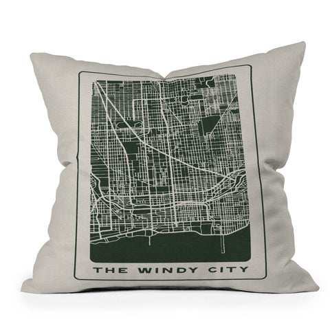 Society6 Design Studio Windy City Map Throw Pillow