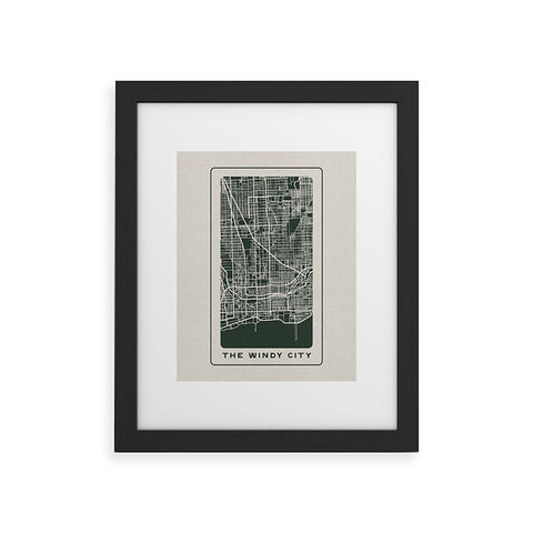 Society6 Design Studio Windy City Map Framed Art Print