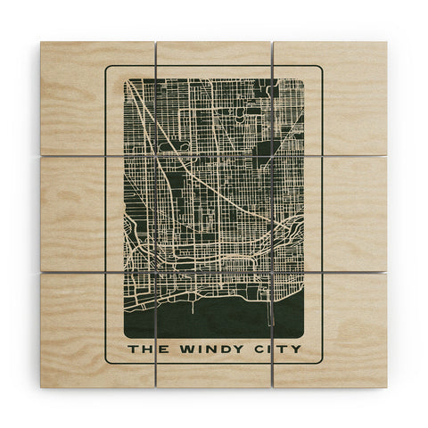 Society6 Design Studio Windy City Map Wood Wall Mural