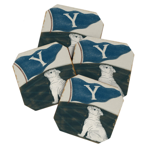 Society6 Design Studio Y Pennant Bulldog Coaster Set