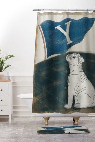 Society6 Design Studio Y Pennant Bulldog Shower Curtain And Mat