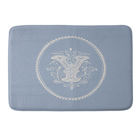 Society6 Design Studio Yale Monogram Pale Memory Foam Bath Mat