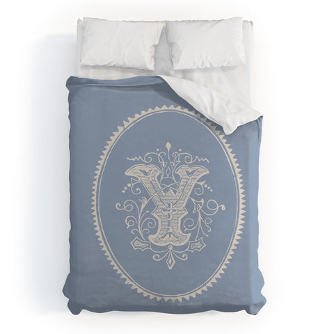 Society6 Design Studio Yale Monogram Pale Duvet Cover
