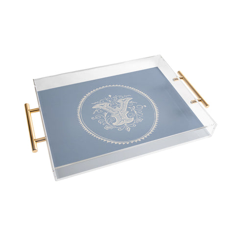 Society6 Design Studio Yale Monogram Pale Acrylic Tray