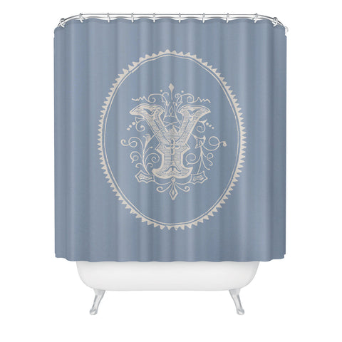 Society6 Design Studio Yale Monogram Pale Shower Curtain
