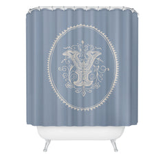 Society6 Design Studio Yale Monogram Pale Shower Curtain