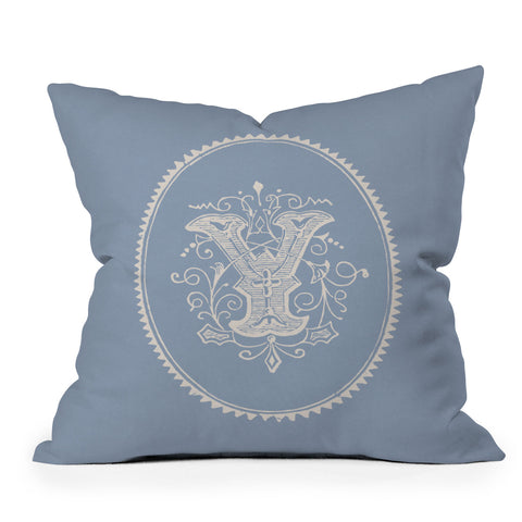 Society6 Design Studio Yale Monogram Pale Throw Pillow