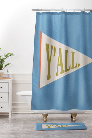Society6 Design Studio Yall Pennant Shower Curtain And Mat