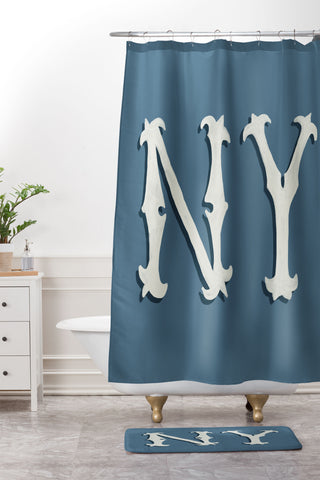 Society6 Design Studio Yonkers NY Blue Shower Curtain And Mat