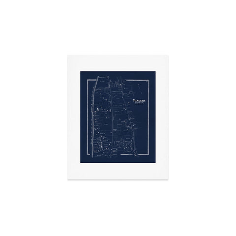 Society6 Design Studio Yonkers Vintage Map Blue Art Print