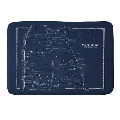 Society6 Design Studio Yonkers Vintage Map Blue Memory Foam Bath Mat