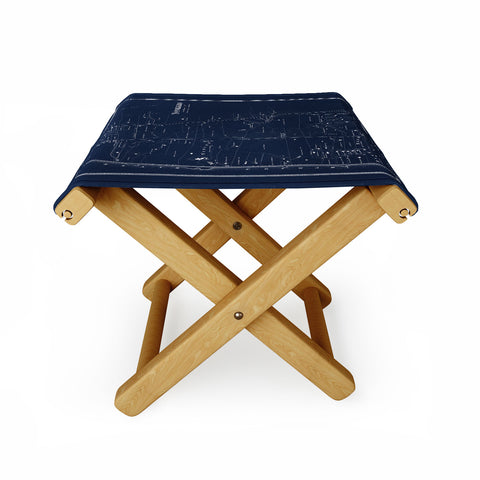 Society6 Design Studio Yonkers Vintage Map Blue Folding Stool