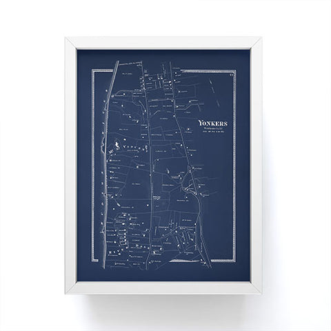 Society6 Design Studio Yonkers Vintage Map Blue Framed Mini Art Print