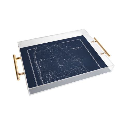 Society6 Design Studio Yonkers Vintage Map Blue Acrylic Tray