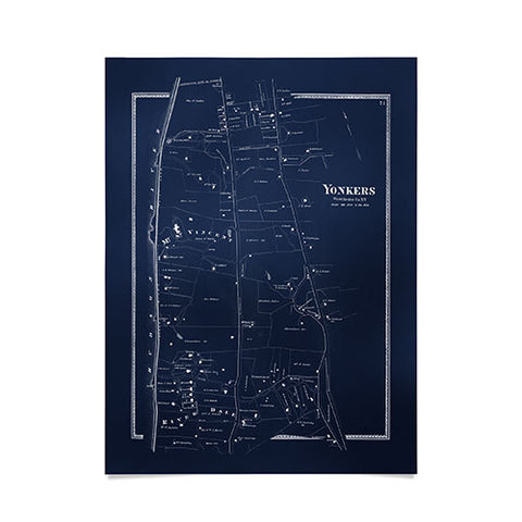 Society6 Design Studio Yonkers Vintage Map Blue Poster