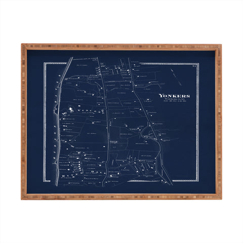 Society6 Design Studio Yonkers Vintage Map Blue Rectangular Tray