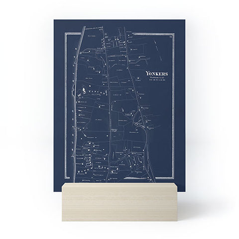 Society6 Design Studio Yonkers Vintage Map Blue Mini Art Print
