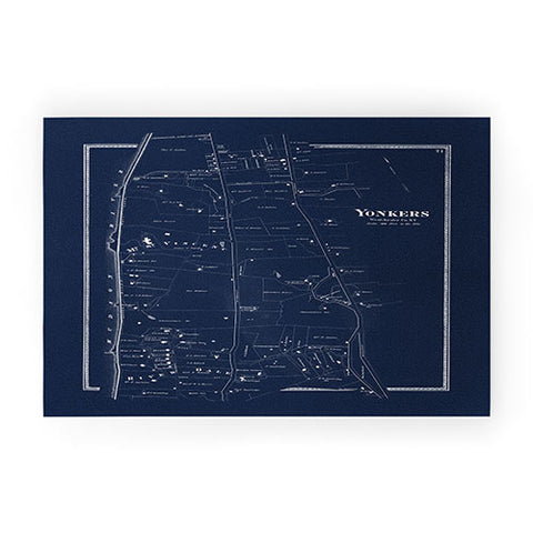 Society6 Design Studio Yonkers Vintage Map Blue Welcome Mat