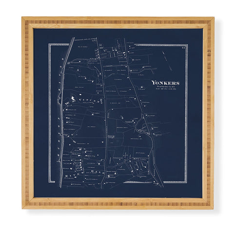 Society6 Design Studio Yonkers Vintage Map Blue Framed Wall Art