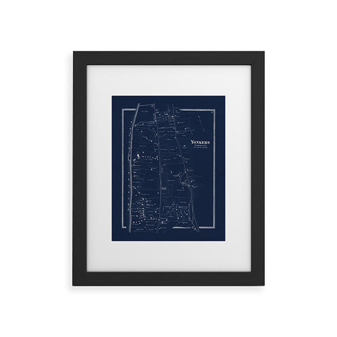 Society6 Design Studio Yonkers Vintage Map Blue Framed Art Print