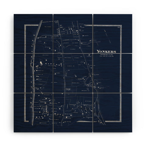Society6 Design Studio Yonkers Vintage Map Blue Wood Wall Mural