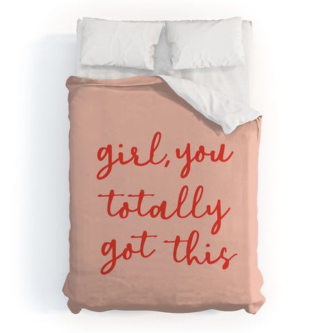 socoart Girl you totally got this Duvet Cover