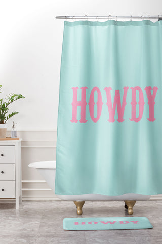 socoart HOWDY blue pink Shower Curtain And Mat