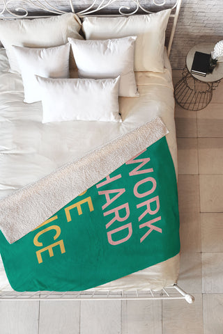 socoart work hard be nice I Fleece Throw Blanket